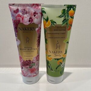 (2) Nakery Beauty Body Butter Garden Green Spritz and Enchanted Lily.